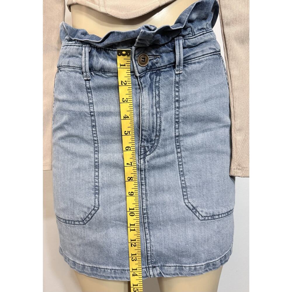 Free People Denim Paperbag Waist Mini Skirt Womens M Blue High Rise NWOT - Picture 6 of 8